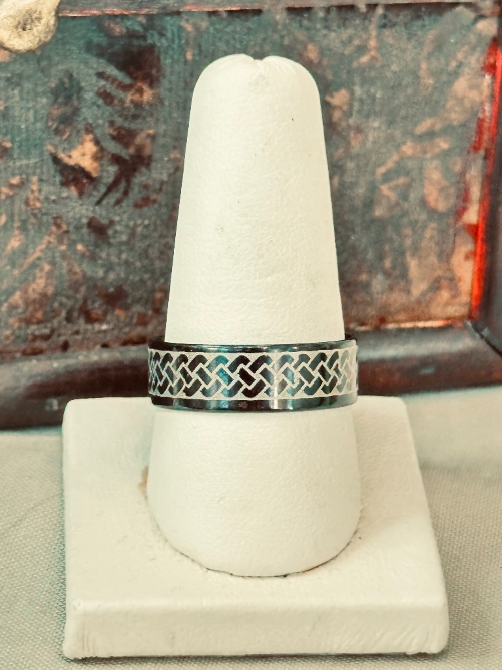 Stainless Steel Celtic Knot Braided Black Silver Band Ring Size 10.5 NWT Unisex
